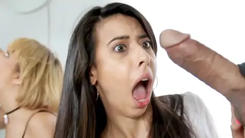 Dark-haired and a blondie are sharing spears in a four-way