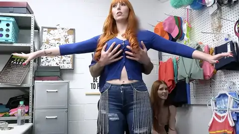 two redheads are having an FFM 3some with the officer