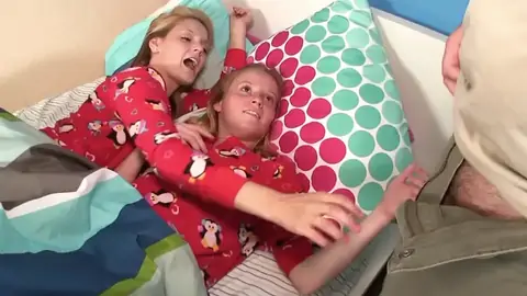 Killer POINT OF VIEW hand-job by puny stepdaughters in pajamas