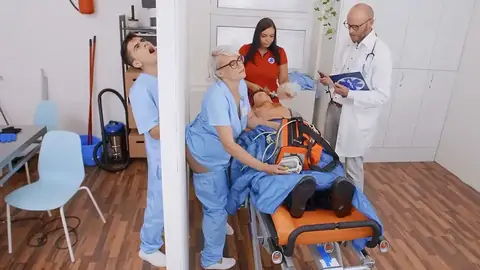 The ash-platinum-blonde nurse observes a fat jism-shotgun at the glory fuck hole