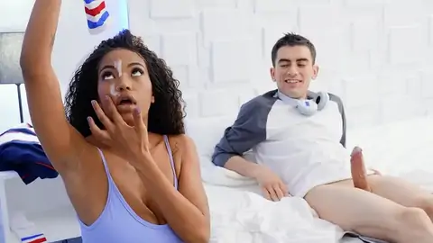 A slim dark-hued gets stuck in the washing machine