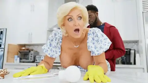 Light-Haired GILF is plowed in the standing rear end style