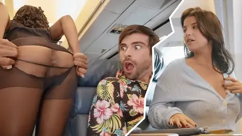 Dark Haired is surprised, but stewardess blessed to humped