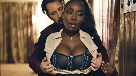 Squeezing real estate agent's enormous bosoms to make a deal