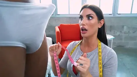 August Ames is measuring 1 really fat dark-hued manhood
