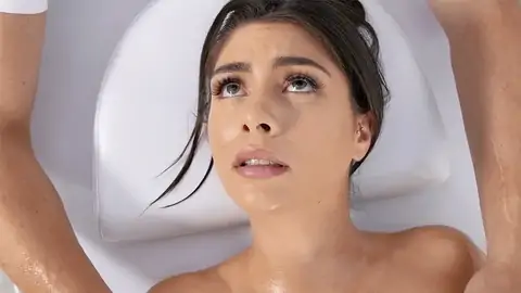 Greased up black-haired is getting her labia finger-tickled