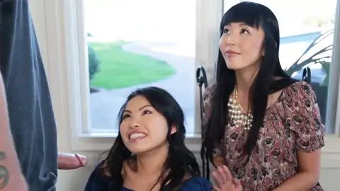 Japanese is watching while her daughter-in-law-in-law-in-law gives a arm-job