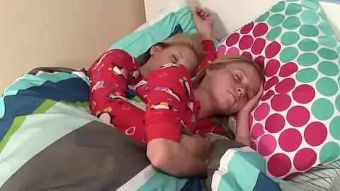 Marvelous POINT OF VIEW palm-job by small stepdaughters in pajamas